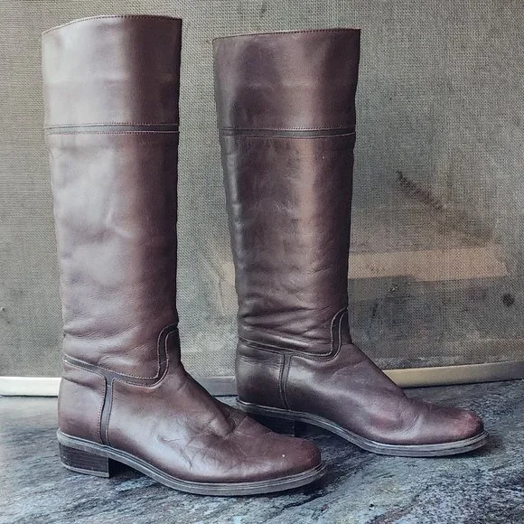 Santana Canada Cognac Leather Riding Boots Size 7.5M - Picture 2 of 15